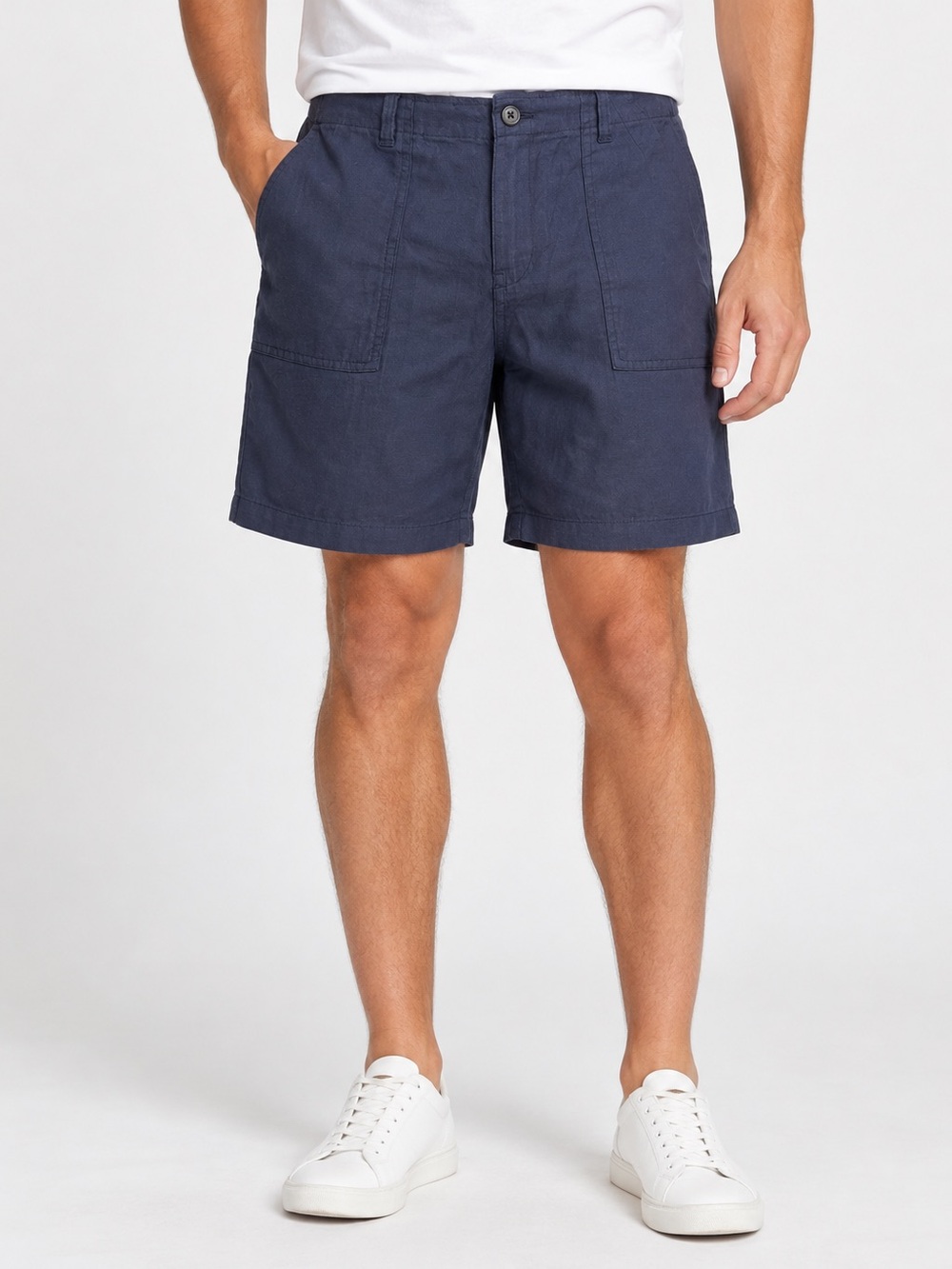 Saks Fifth Avenue men’s Linen Blend Shorts Cadet Blue navy Size Large breathable